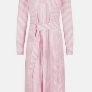 Polo by Ralph Lauren Pink Striped Long Sleeve Linen Dress worn once